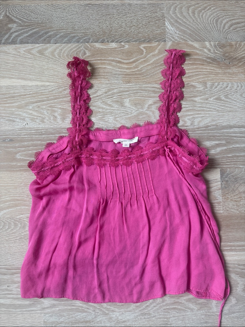 Shabby Chic Hot Pink Lace-Trim Camisole